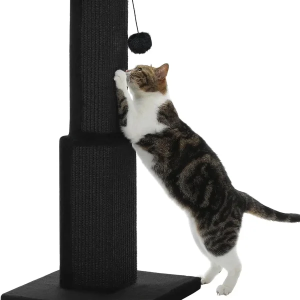 Black Cat Scratching Post 32” with Woven Sisal